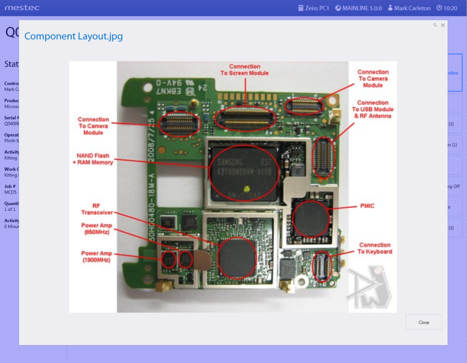 screenshot of Mestec Cloud MES